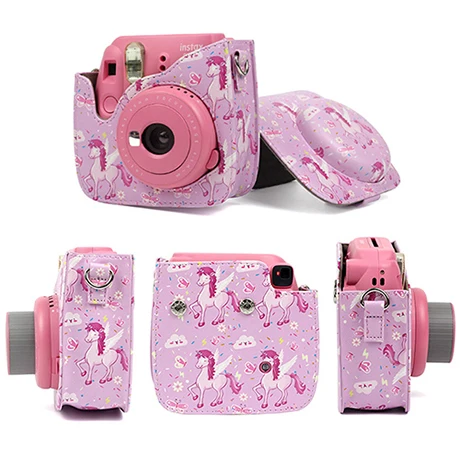 Pegasus pink Fujifilm Instax Mini camera Bag ColorfuI мгновенный аксессуар для камеры из искусственной кожи чехол с плечевым ремнем для Instax Mini 9 Min8 8 - Цвет: Pegasus pink