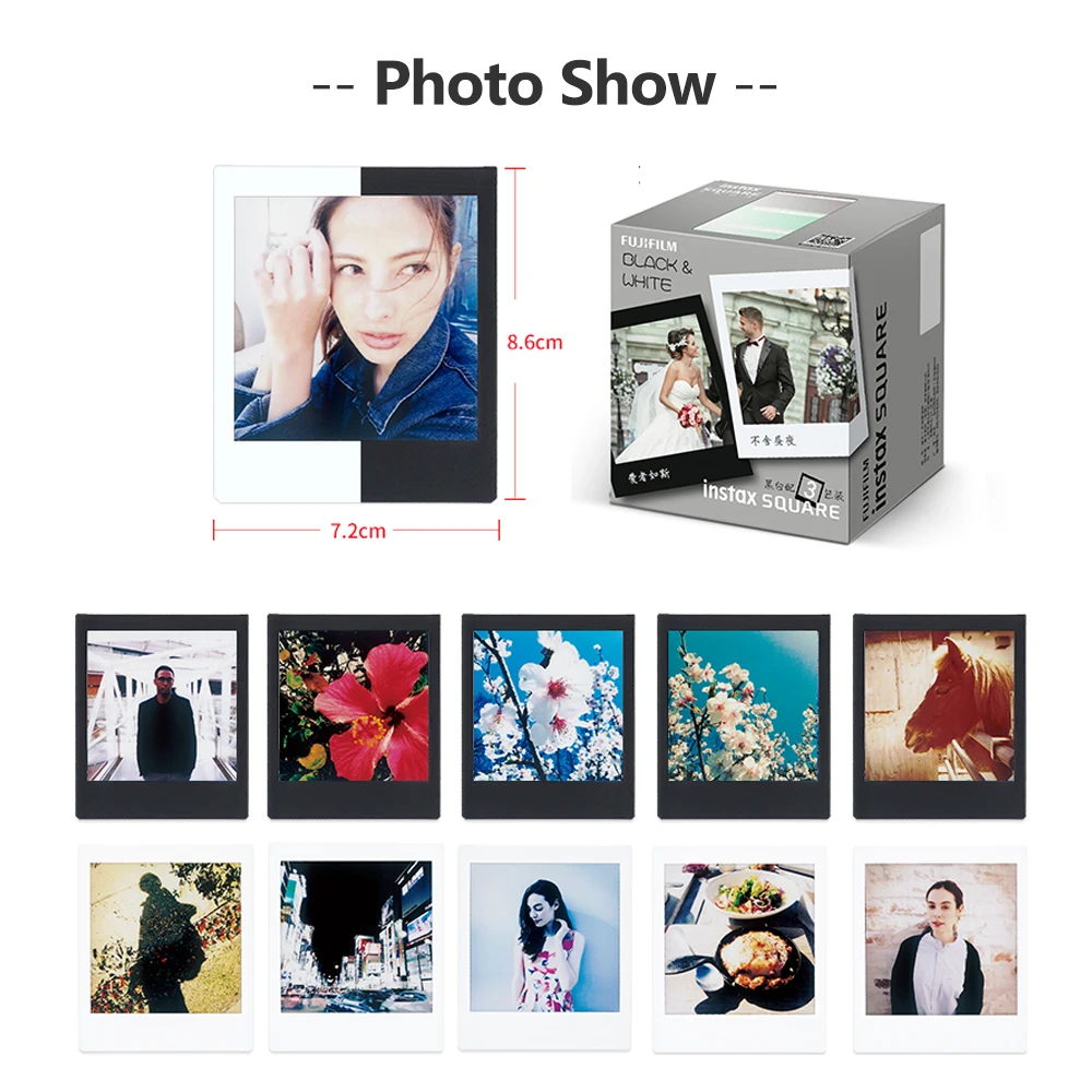 60-90 листов белая черная пленка моментальной печати Fujifilm Instax квадратная пленка для Fujifilm Instax квадратная SQ20 SQ10 SQ6 SHARE SP-3 SQ