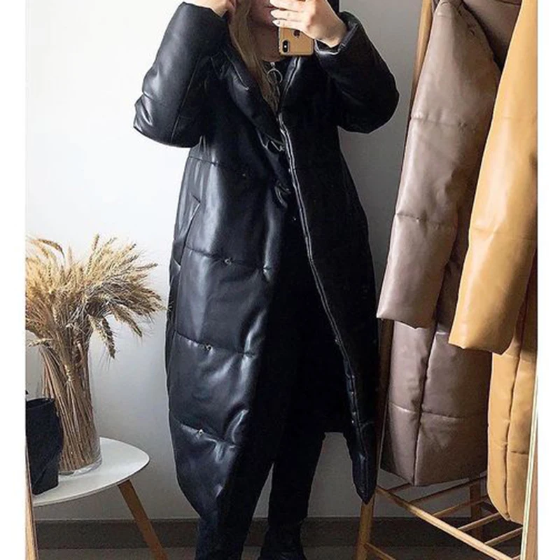 Модные Простые зимние парки с капюшоном женские элегантные длинные пальто из