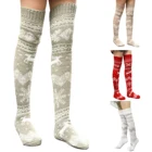 Женские чулки, женские вязаные носки, носки с рождественскими рисунками, длинные носки-трубки для осени и зимы, красный, хаки, серый, белый