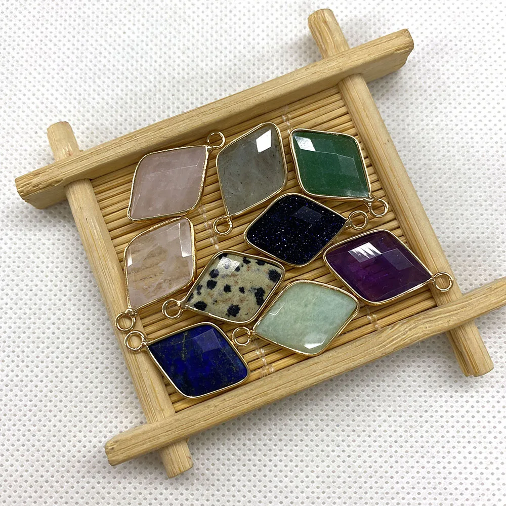 2 _ натуральный камень белый кристалл оникс квадратный Нежный кулон для