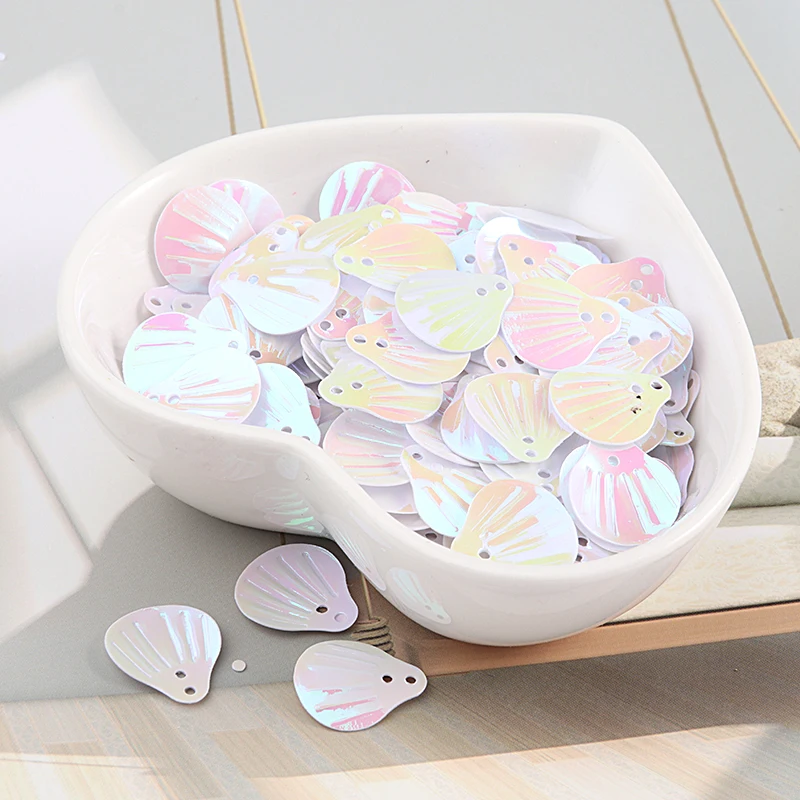 Фото ISequins 200 шт 13 мм Sea Shell Форма пайетками DIY Швейные Украшение изделий Свадебный корабль, Для женщин ткань аксессуары №4