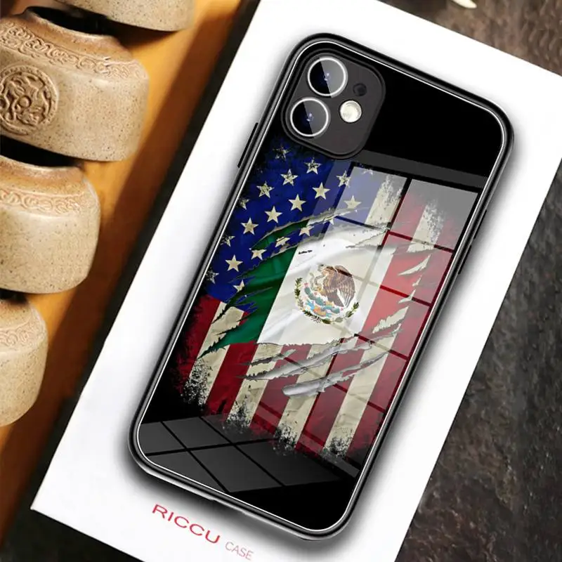 Чехол для телефона с мексиканским флагом закаленное стекло iPhone 11 12 Pro Max Mini XR XS MAX 8X7