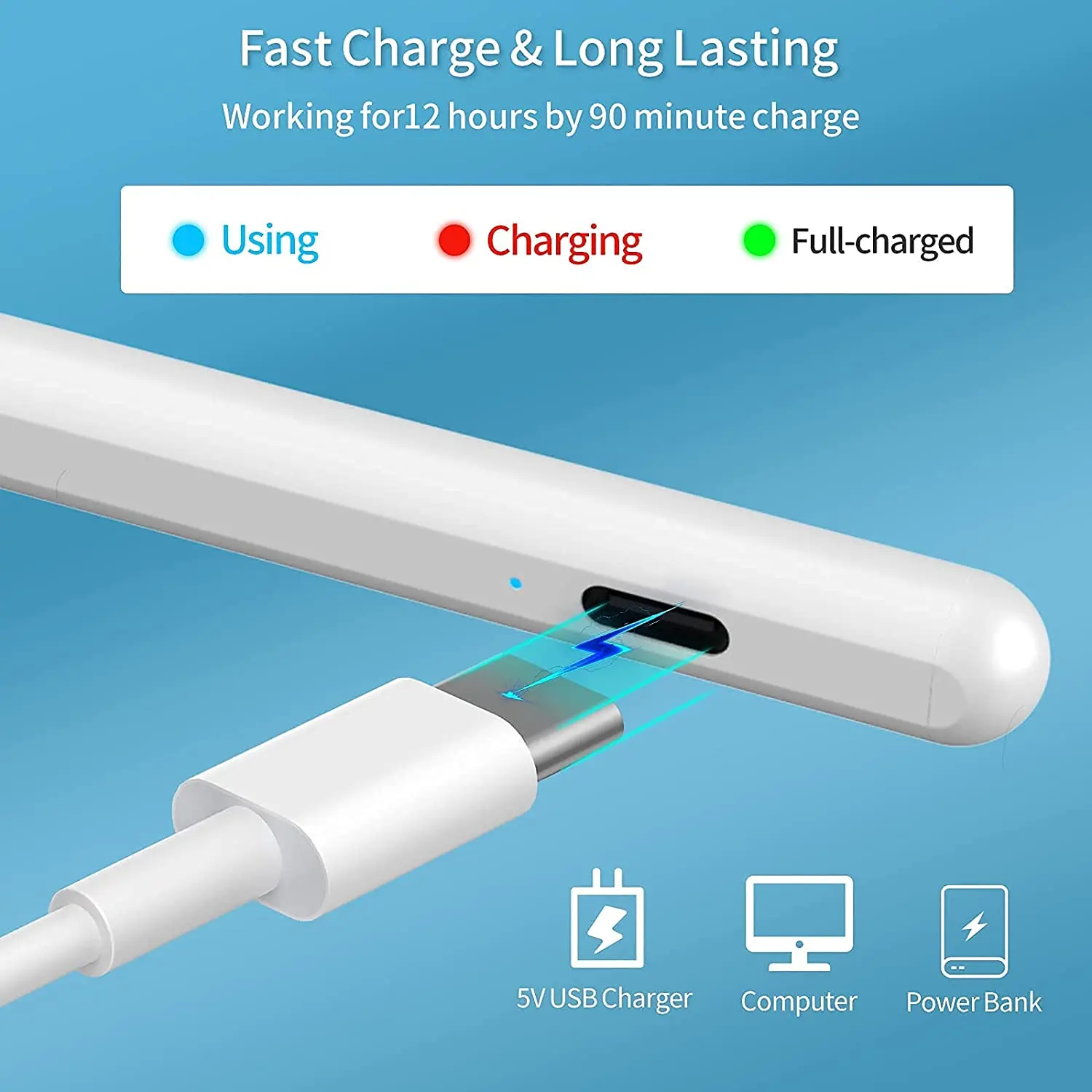 For iPad Pencil with Palm Rejection Tilt Capacitive Pen for Apple 2 1 Pro 11 12.9 2018-2021 Air 3rd and 4th 애플펜슬 | Компьютеры и