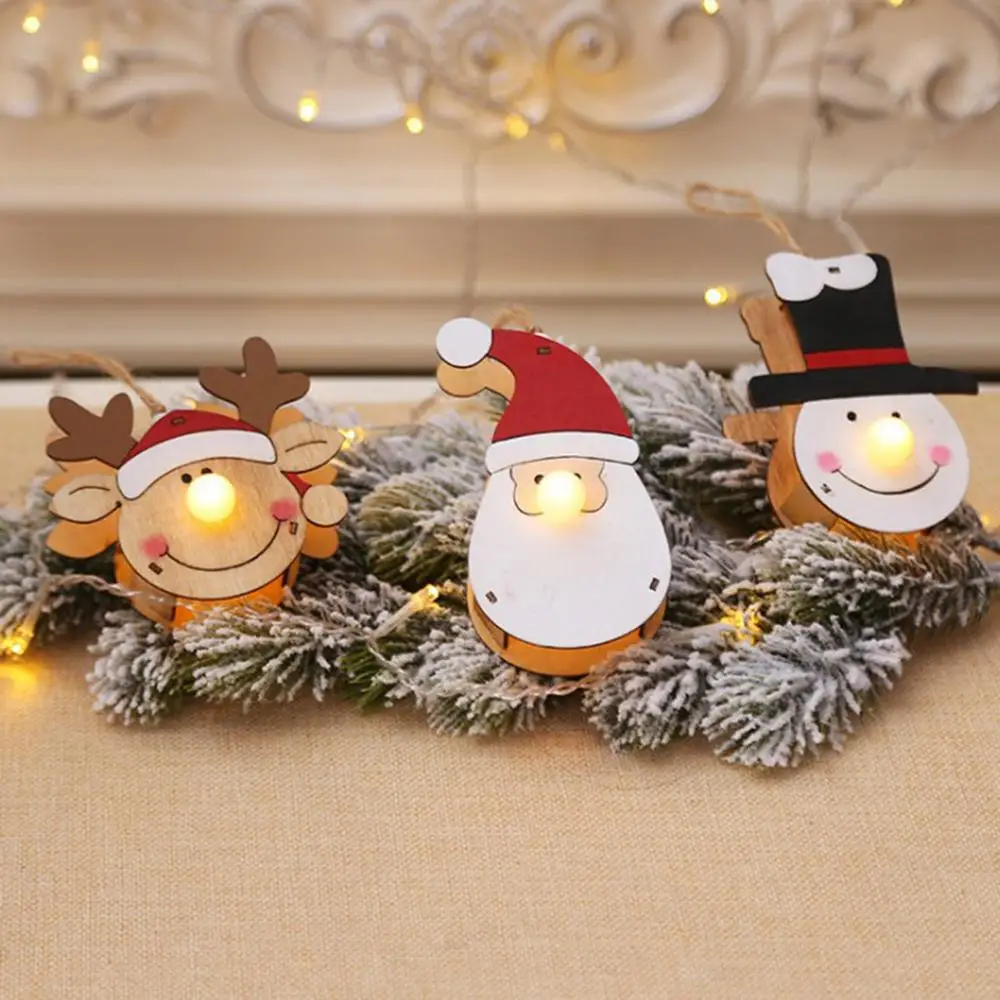 Christmas Glowing Wooden Pendant Tree Hanging Decoration Xmas Party Ornament Kerst Decoratie Cristmas A40 | Дом и сад