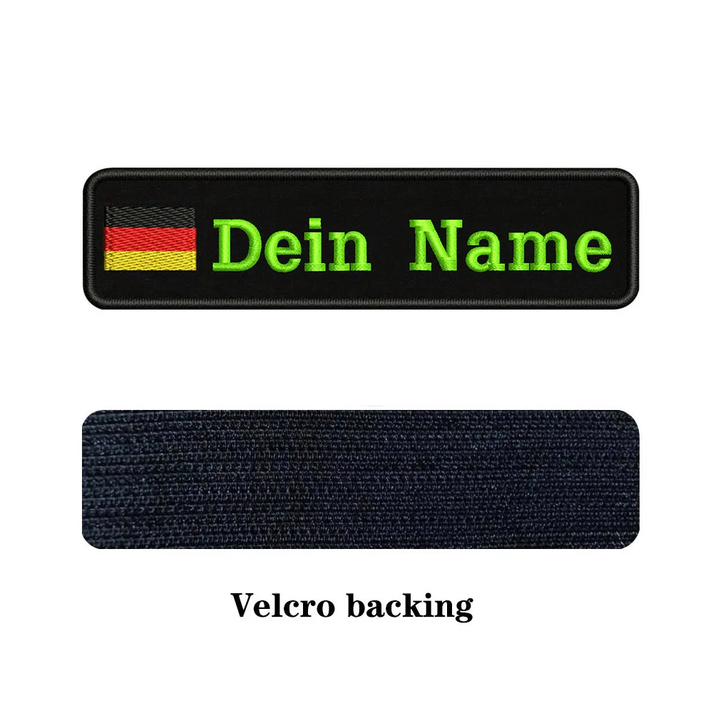 light green-Velcro На заказ Вышивка Флаг Германии имя или заплатка с текстом 10 см* 2,5 см значок Утюг на или липучке Подложка для одежды брюки рюкзак шляпа - Цвет: light green-Velcro