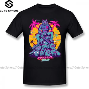 Футболка Майами Hotline, футболка Hotline Майами, модная футболка с графическим рисунком, 100 хлопок, Мужская смешная футболка 4xl с коротким рукавом