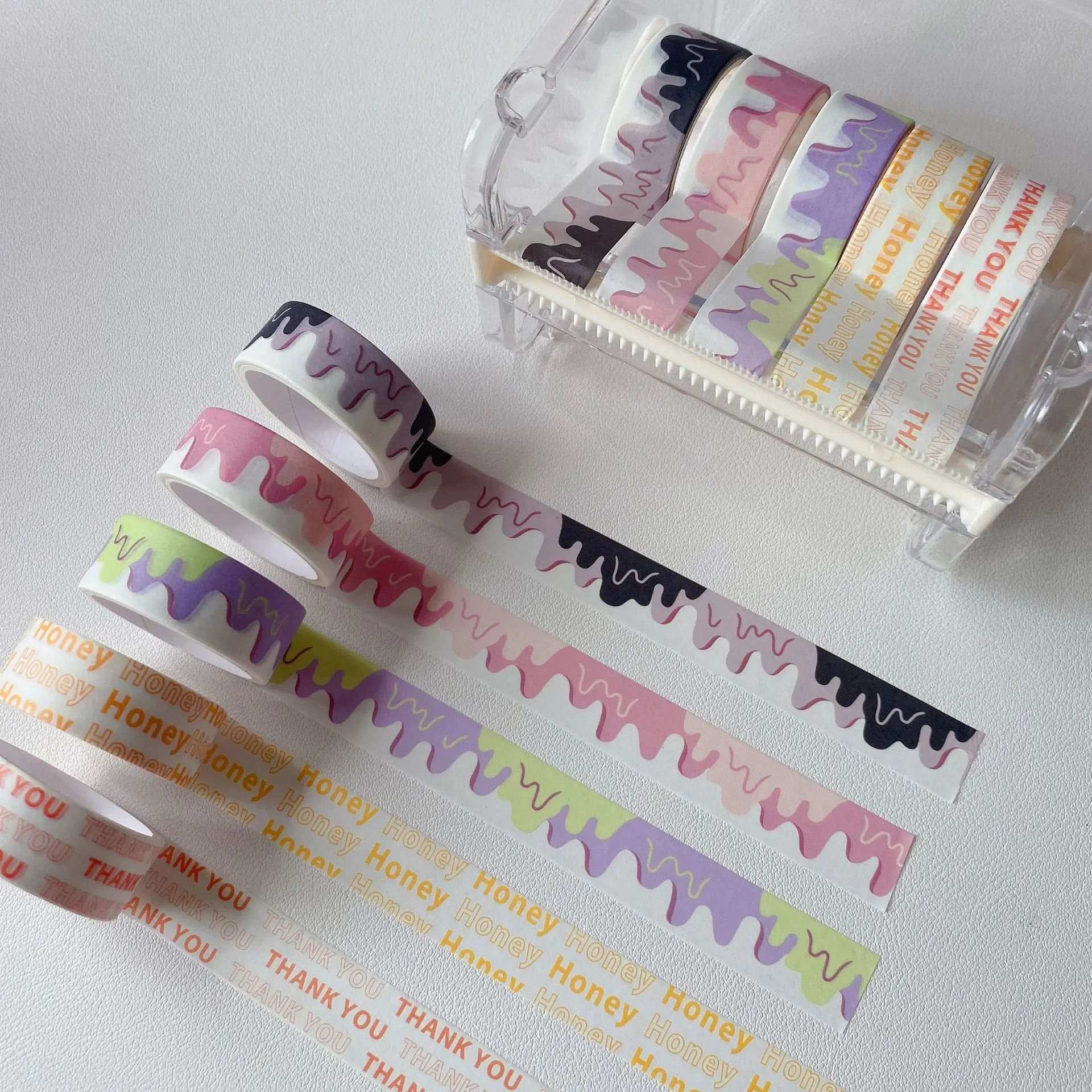 

Gradient Washi Tapes Cheese Border Masking Tape Diary Stationery Sticker DIY Decor Journal Adhesive Tape Thank You Stickers