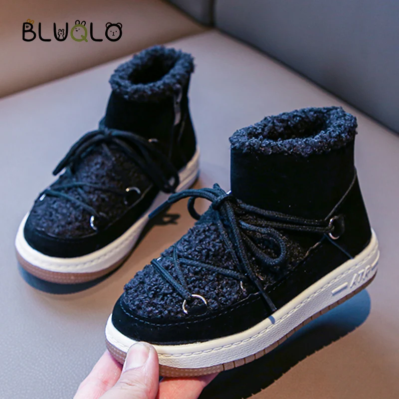 Новинка зимы 2021 теплые ботинки для девочек на мягкой нескользящей подошве модные