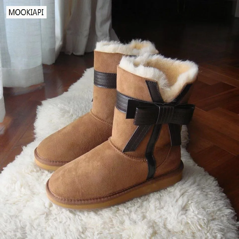 Новая Австралийская овчина и женские зимние ботинки на меху 2019 г. 100% Женская