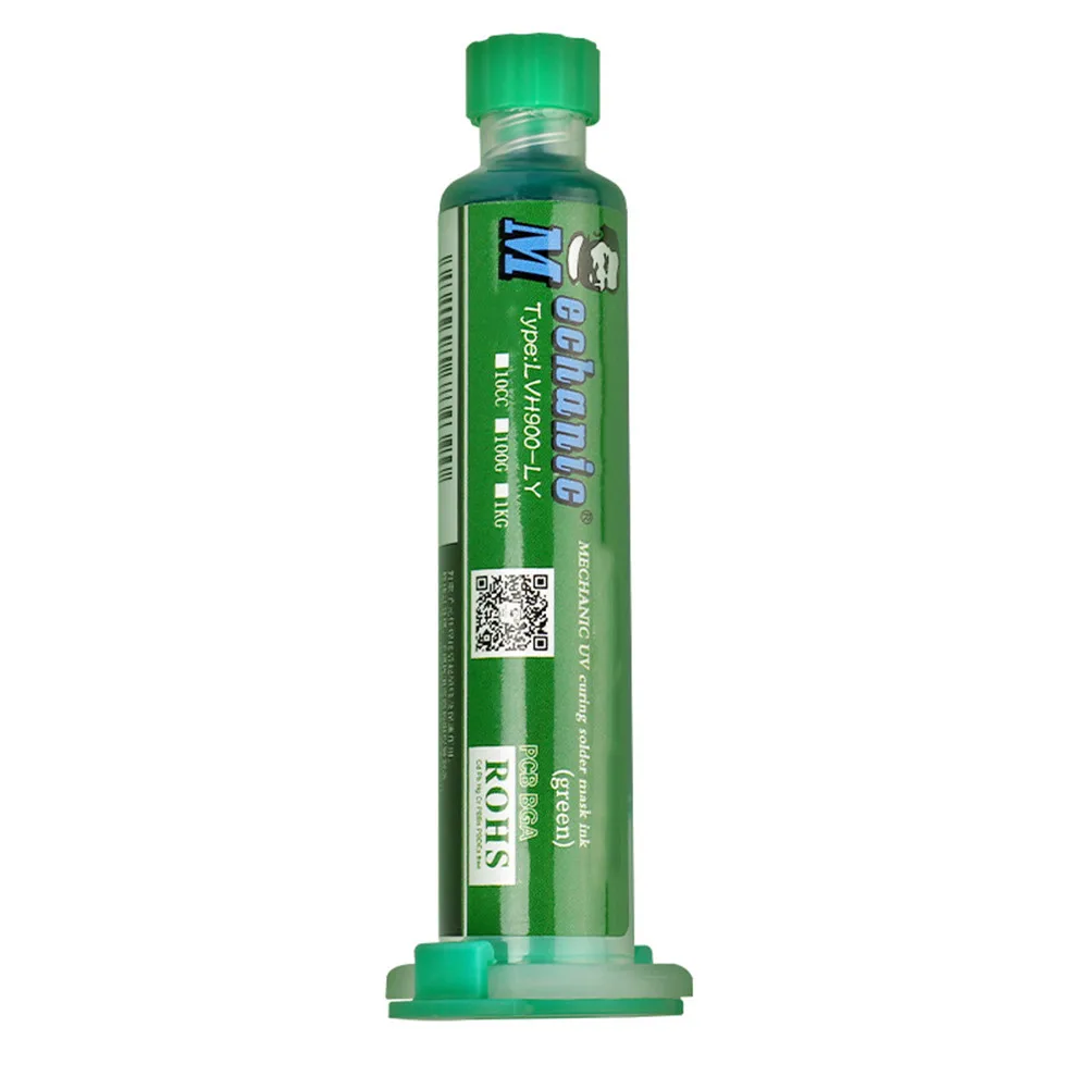 

10cc Welding Oil Booster Solder Flux Paste UV Glue Green Propulsion Barrel With Plunger Needle For PCB BGA Repair Curing Solder