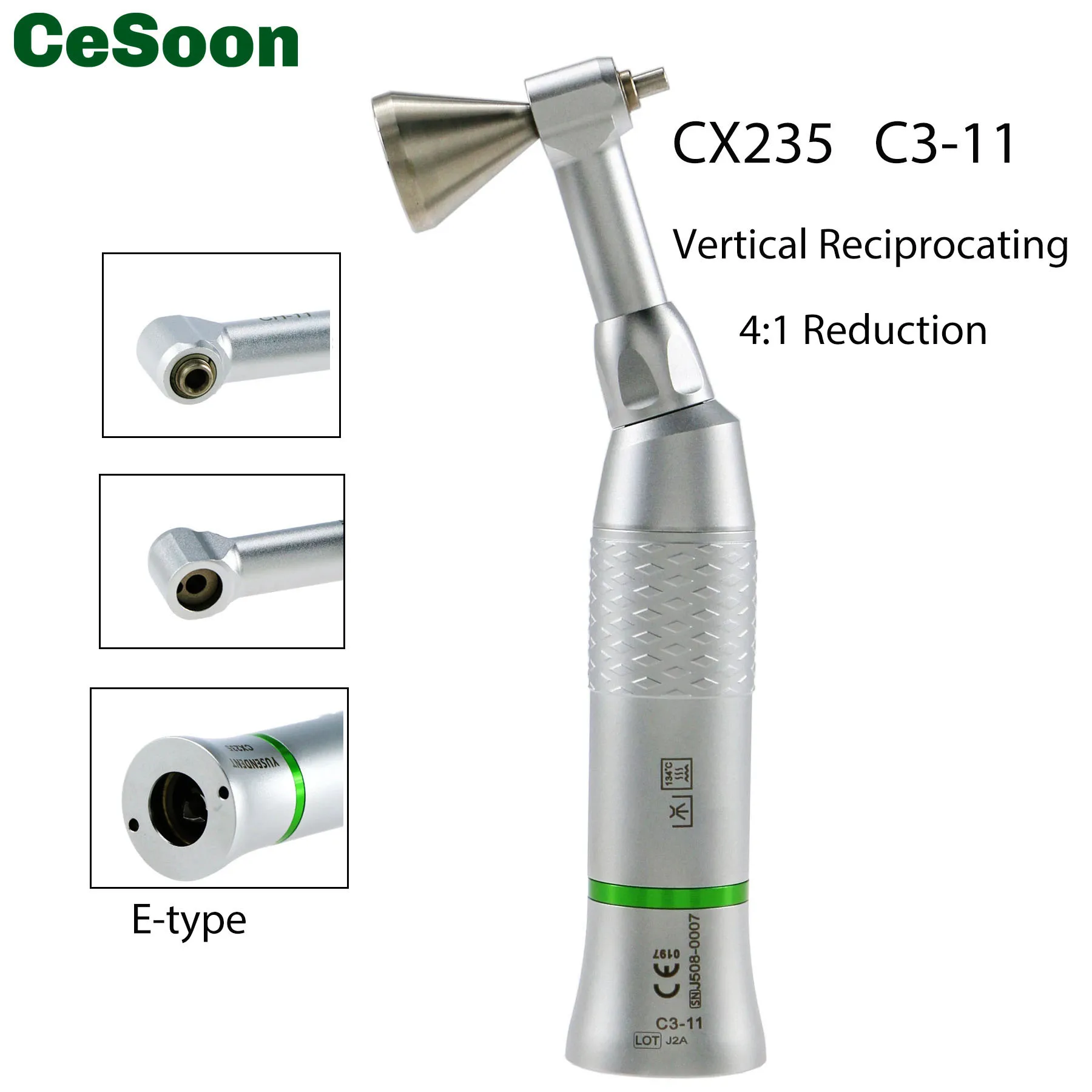 

COXO Dental 4:1 Reduction Vertical Reciprocating Interproximal Stripping Contra Angle IPR Low Speed Handpiece Ortho CX235 C3-11