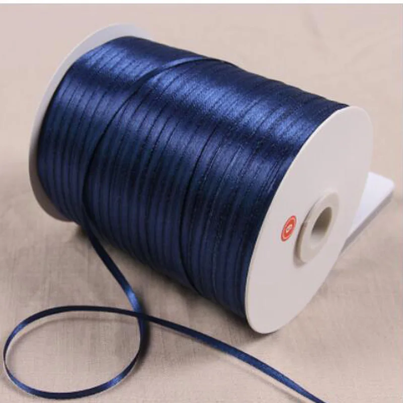 

Темно-Синяя атласная лента для рукоделия и шитья, 3 мм, 25 ярдов