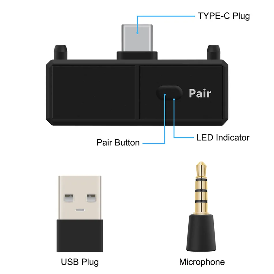 Bluetooth 5 0 аудио адаптер EDR A2DP SBC с низкой задержкой USB C Type беспроводной и микрофон