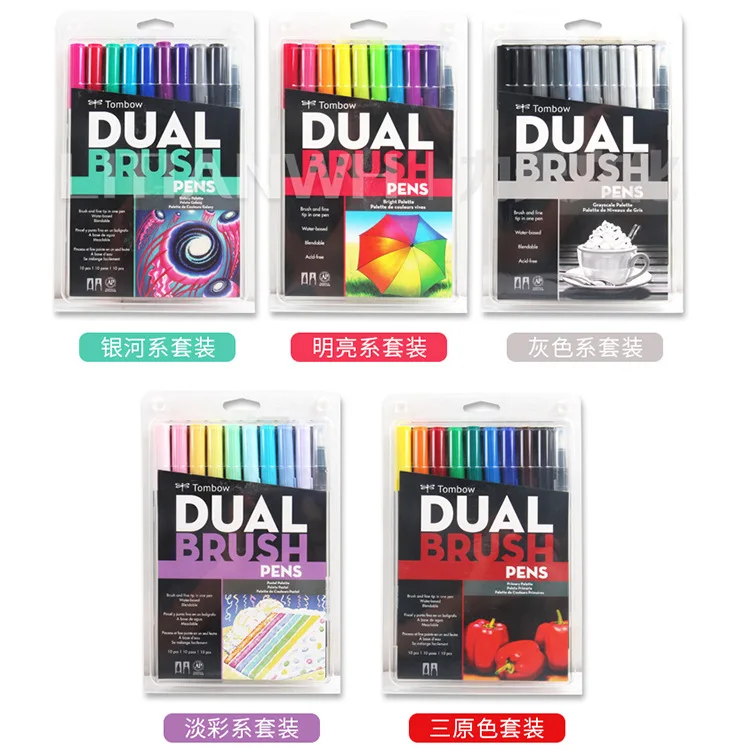 Tombow Abt 96/108 цветов Двойная ручка-кисть для каллиграфии художественный маркер с Подставкой Мягкий акварельный рисунок смешивание окрашивание товары для рукоделия