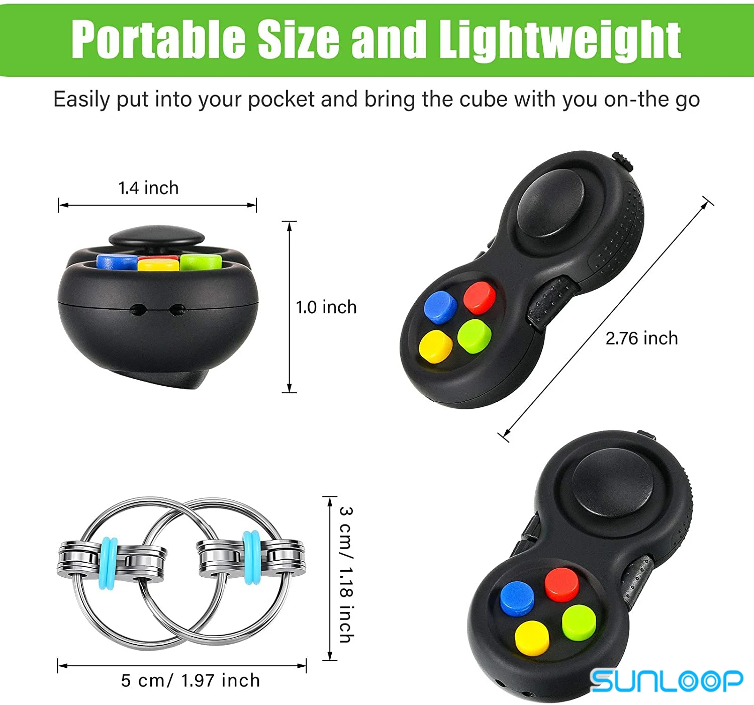 3PCS Handheld Mini Fidget Toy Set Cam Fidget Controller Pad and Flippy Chain Flippy Relief Toy for Teen Adults with ADHD Autism enlarge
