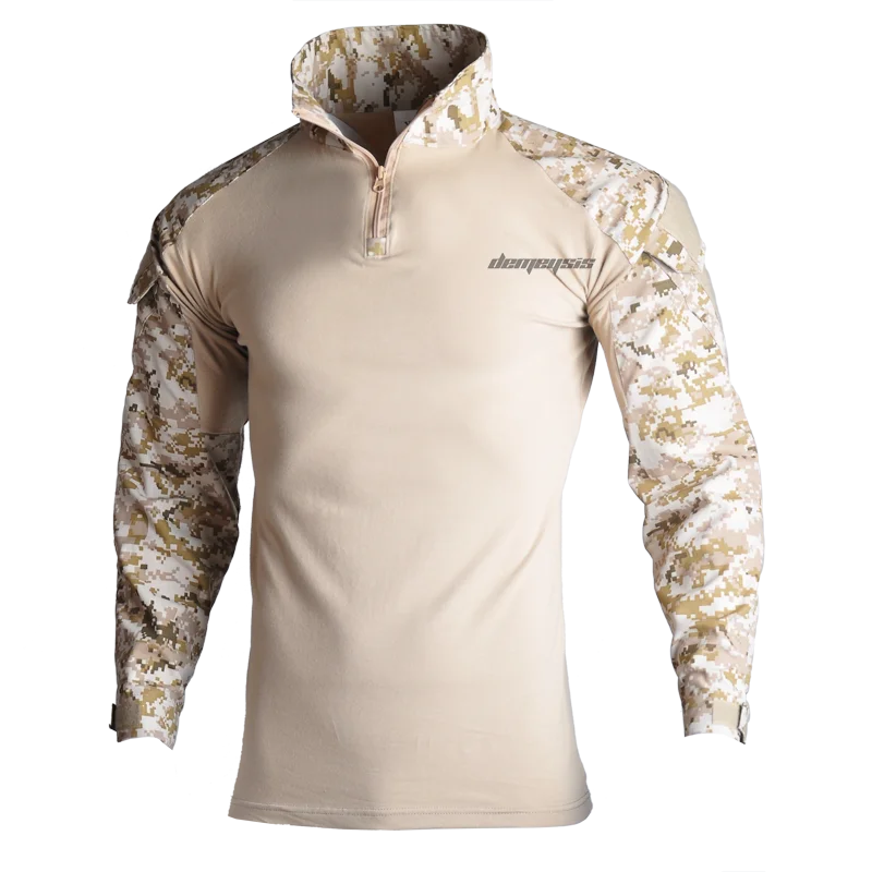 shirts desert digita Тактические костюмы рубашка+ брюки с налокотниками Наколенники Мужская камуфляжная одежда для охотников Мультикам военная форма - Цвет: shirts desert digita