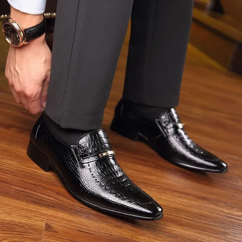 

Black Embossing Formal Shoes Men Loafers Wedding Dress Shoes Men Leather Comfortable Footwear For Male Chaussures Hommes En Cuir