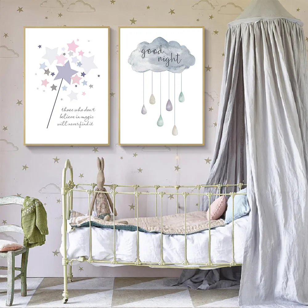 Луна художественные плакаты звезды облака холст живопись стена искусство принт