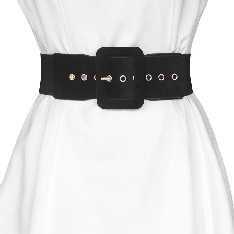 Ремень женский из шерстяной ткани роскошный брендовый широкий пояс с квадратной