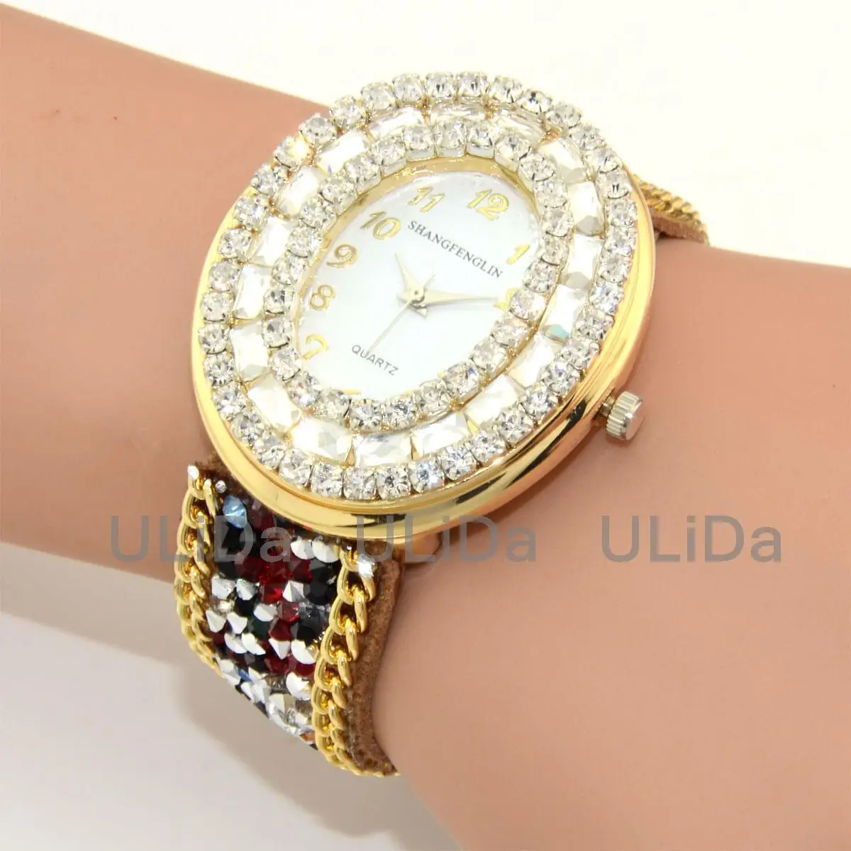 Женские наручные часы-браслет с кристаллами и циферблатом | Наручные часы