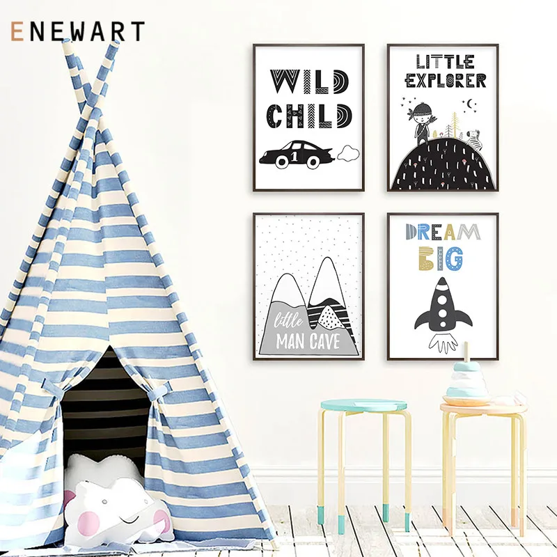 Kawaii реактивное искусство стены холст фотопечать мультфильм маленький Explorer