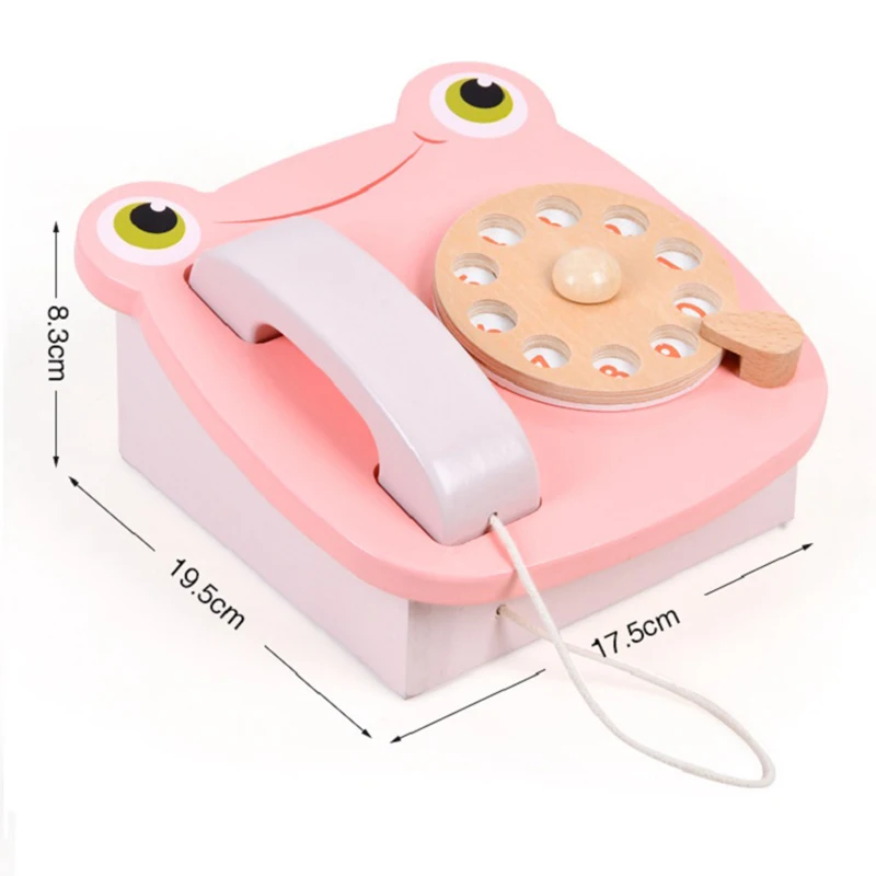 

Children's Wooden Telephone Toy Simulation Play House Pink Frog Educational Emotion Cultivation Toy Kids Gift