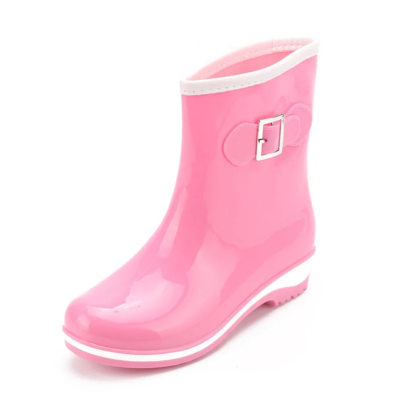 Fashion Women Rainboots Cute Spring Autumn Female Ankle Boots Waterproof Slip-On Antiskid Woman's Shoes 2021 Wading Footwear