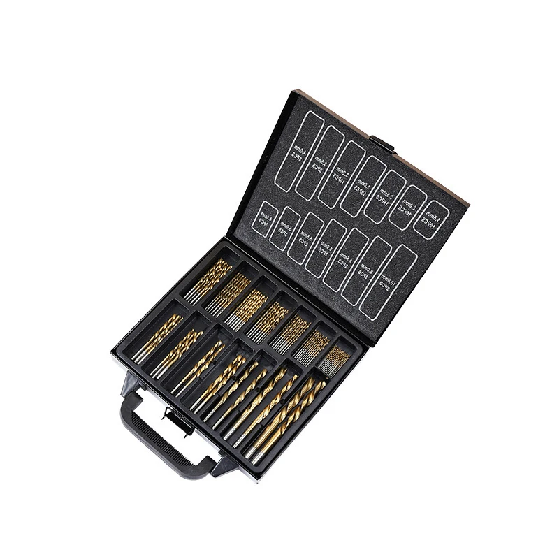 

99PCS HSS Twist Drill Bit Set 1.5-10mm Titanium Coated Surface 118 Degree For Drilling wood Thin Metal DIY Home Use With Box