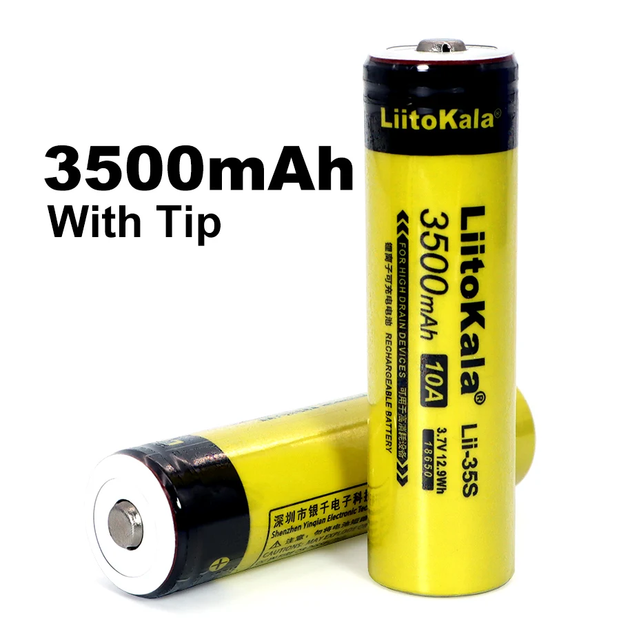 

1-20PCS LiitoKala Lii-35S New 18650 Battery 3.7V 3500mAh Rechargeable Lithium Battery for LED Flashlight+DIY Pointed