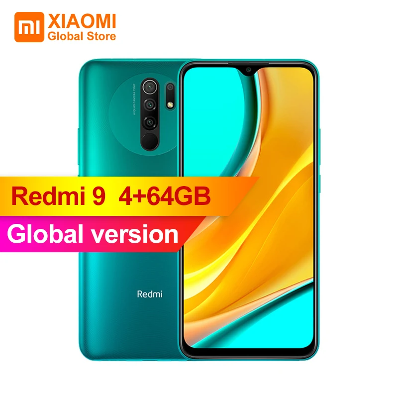 Глобальная версия Xiaomi Redmi 9 4 Гб RAM 64 ГБ ROM мобильный телефон Helio G80 13MP + 8MP камера 6 53