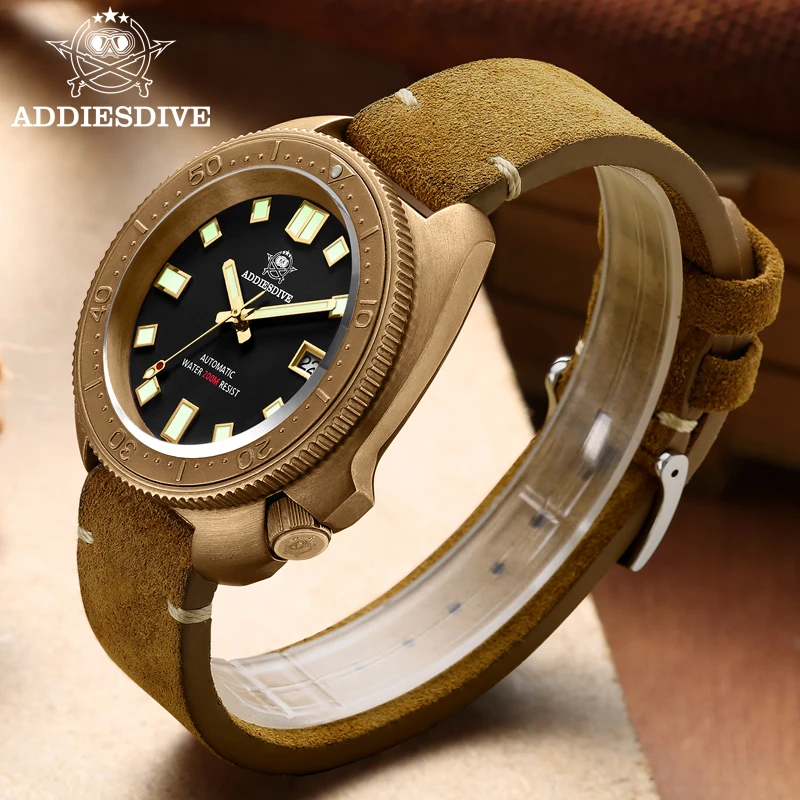 Новинка мужские часы ADDIESDIVE AD2104 в стиле ретро из бронзы автоматические