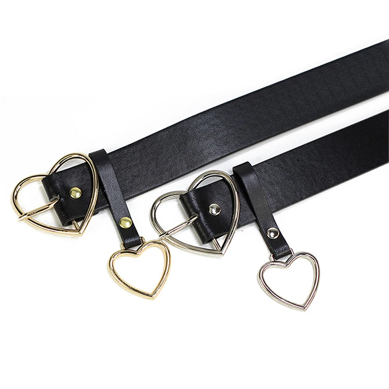 Женский ремень из искусственной кожи однотонный с металлической пряжкой в форме