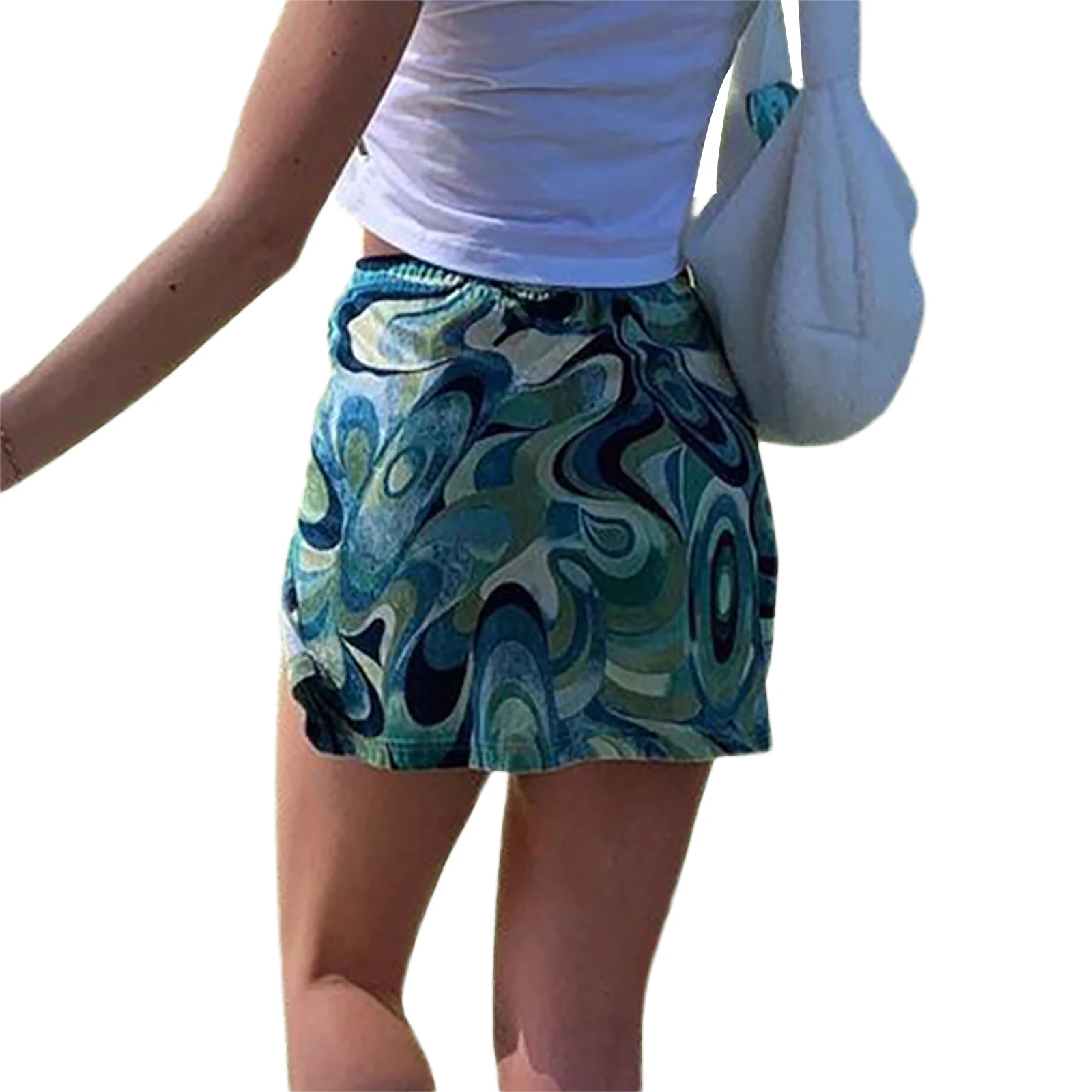 

Summer Women’s Fashion Casual Abstract Printing Skirt Personality High-waist Split Slim Fit Short Skirt s/m/l/xl