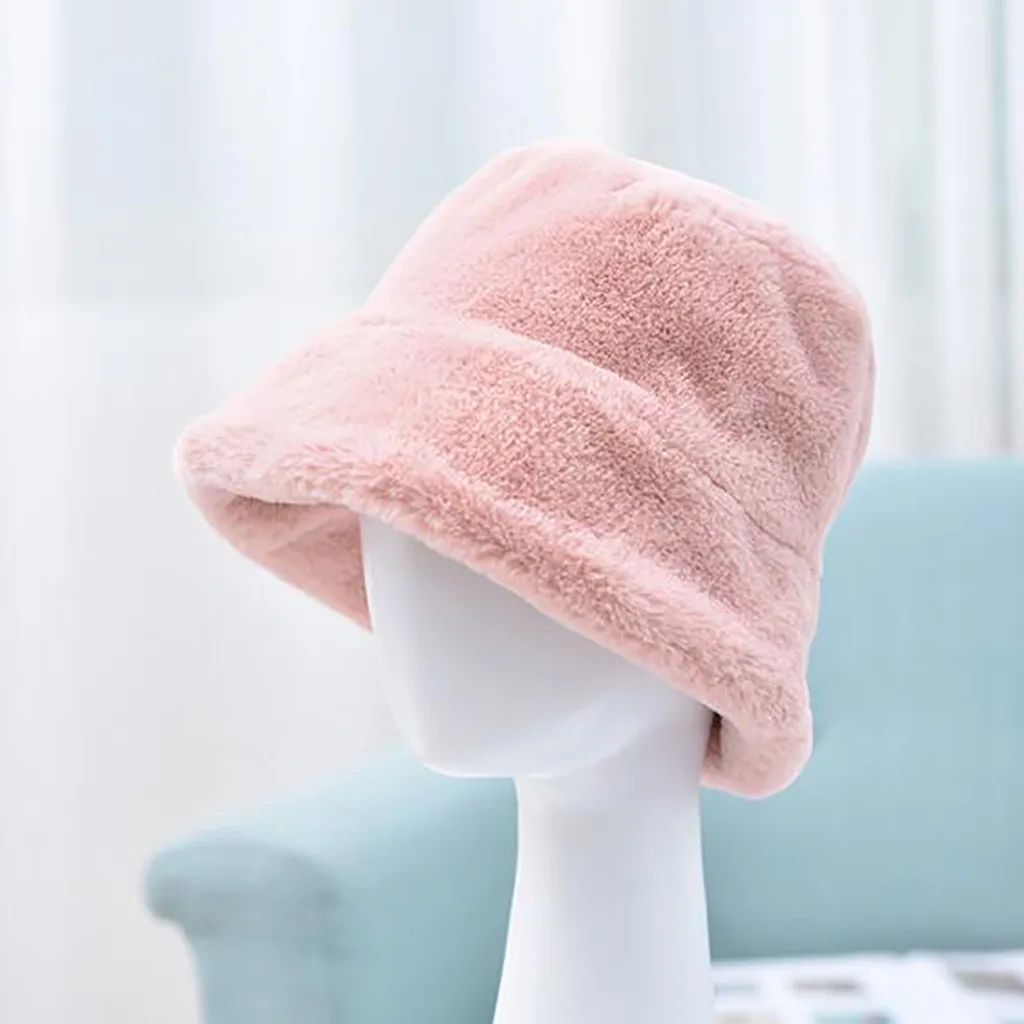 Женская зимняя Панама теплая однотонная шляпа на зиму из искусственного меха для