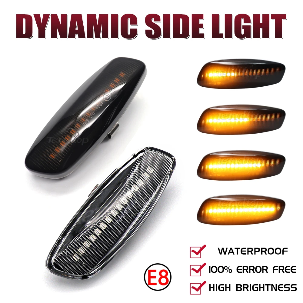 2Pcs Dynamic Flashing Led Side Marker Turn Signal Light For Citroen C4 Picasso C3 C5 DS4 Peugeot 308 207 3008 5011 Car Light