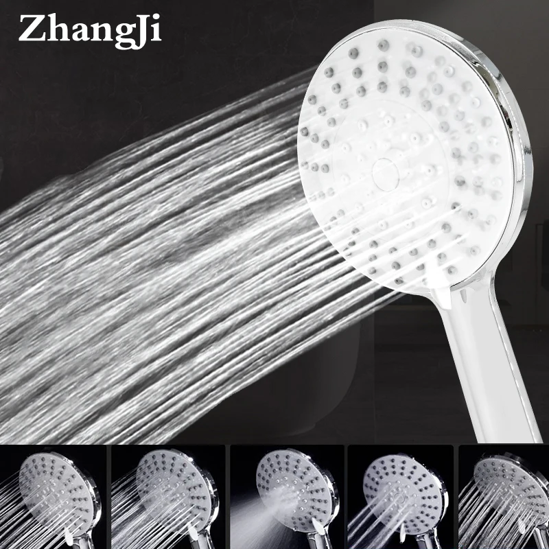 Zhangji New 5 Modes Adjustment Shower Head ABS Chrome Plating silicone Spray Nozzle large Panel Rainfall head | Обустройство дома