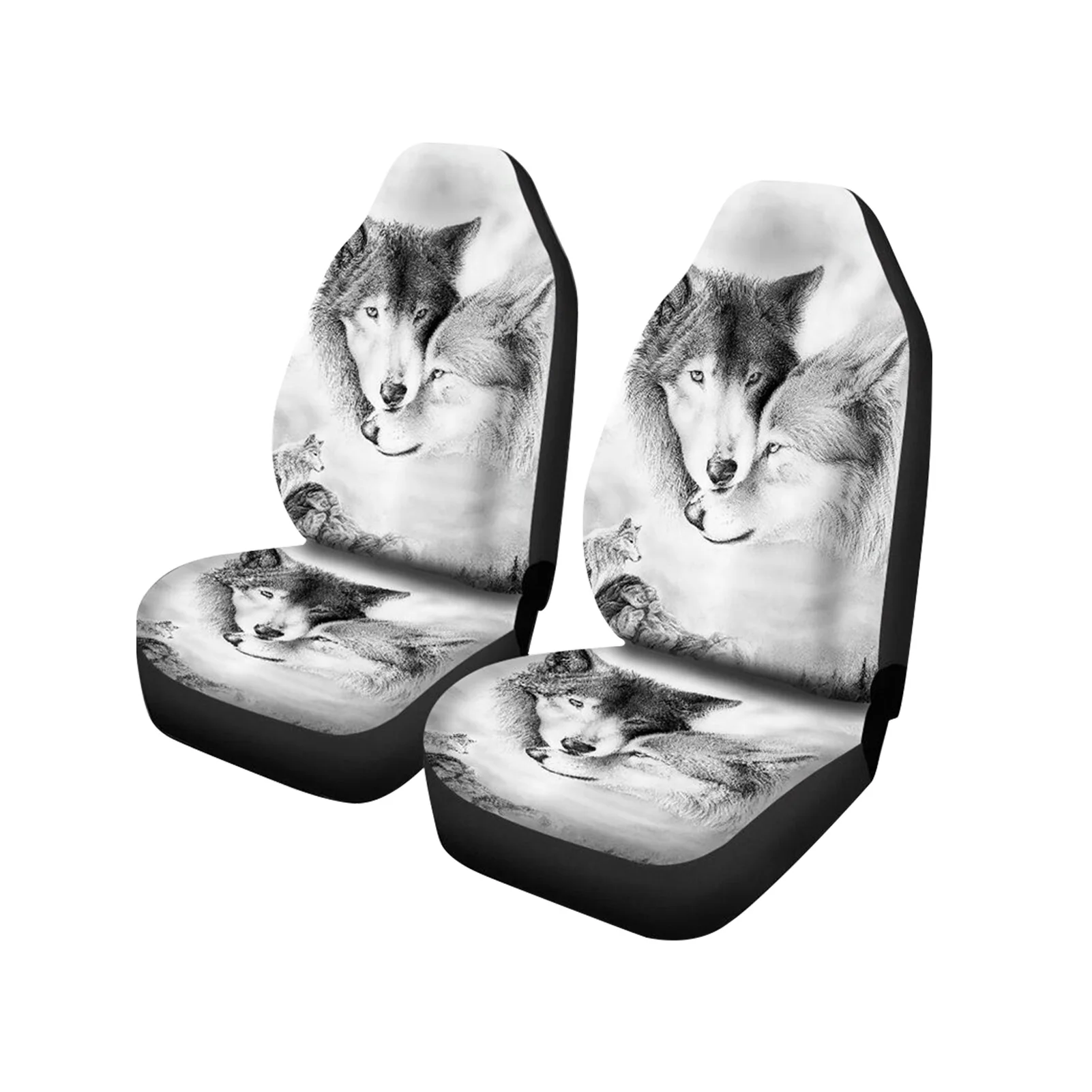 

2pcs Durable For SUV Gift Car Seat Covers Four Seasons Front Row Thicken Print