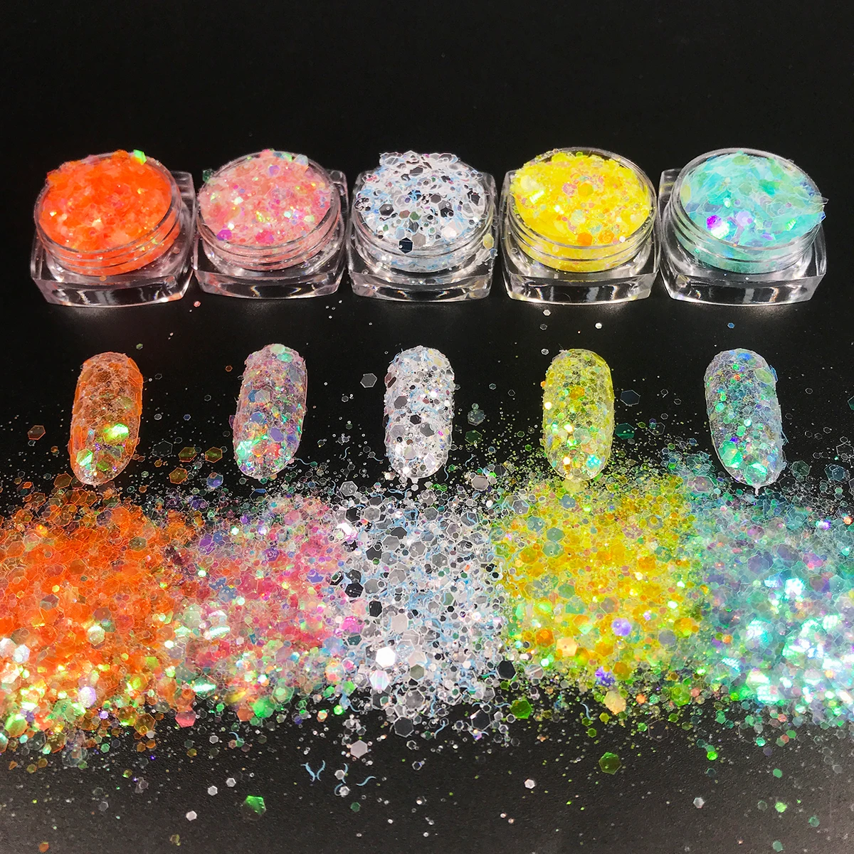 

Eco-friendly chunky nail glitter colorful bulk glitter for makeup