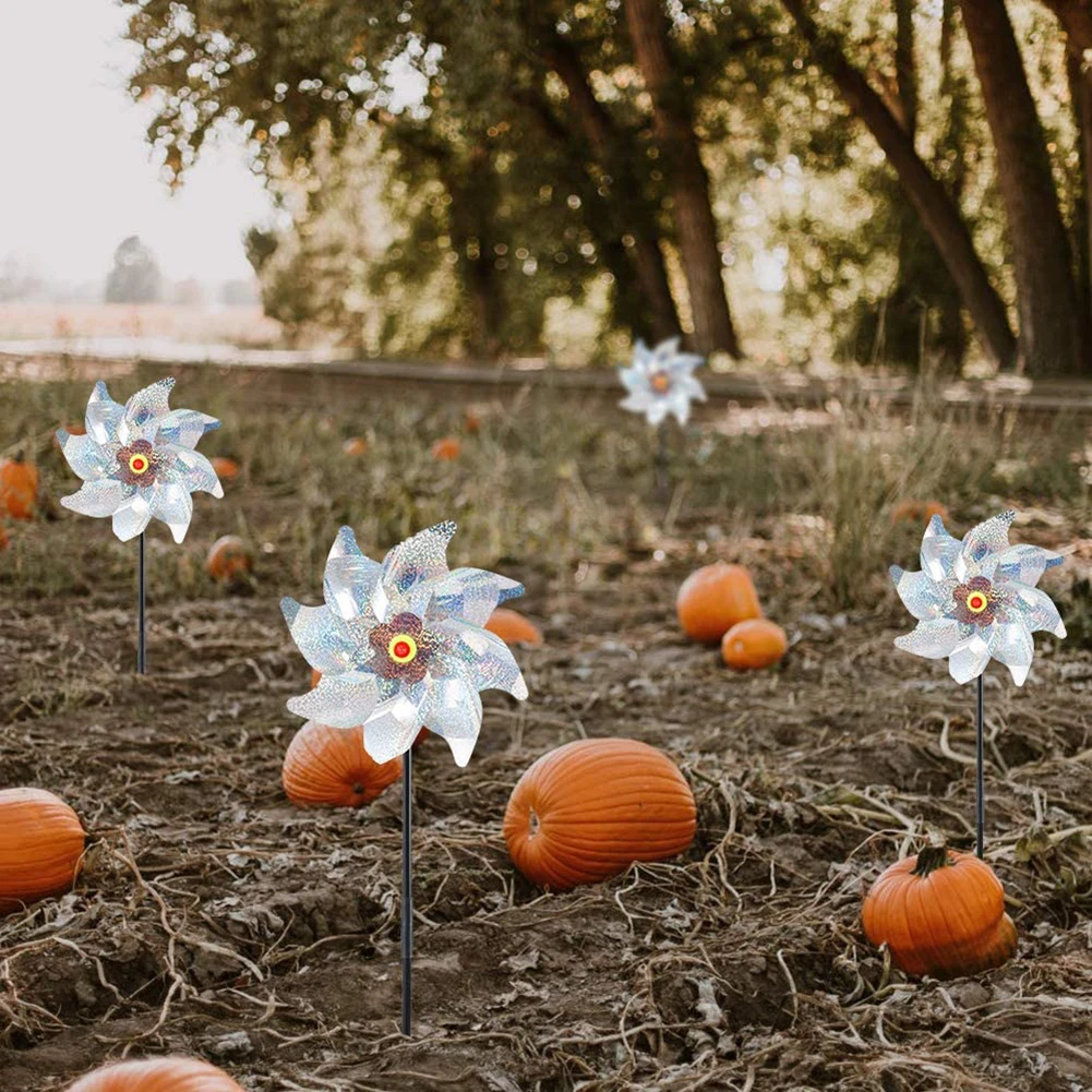 Лазерный ветряная мельница 8 листов отпугиватель птиц блестящие серебряные
