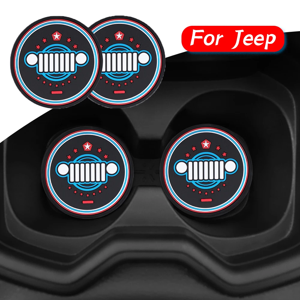 

1/2Pcs Anti-Slip Cup Pad For JEEP Wrangler JK/Compass/Renegade/Grand Cherokee Car Coasters Cup Holder Mats Car Accessories