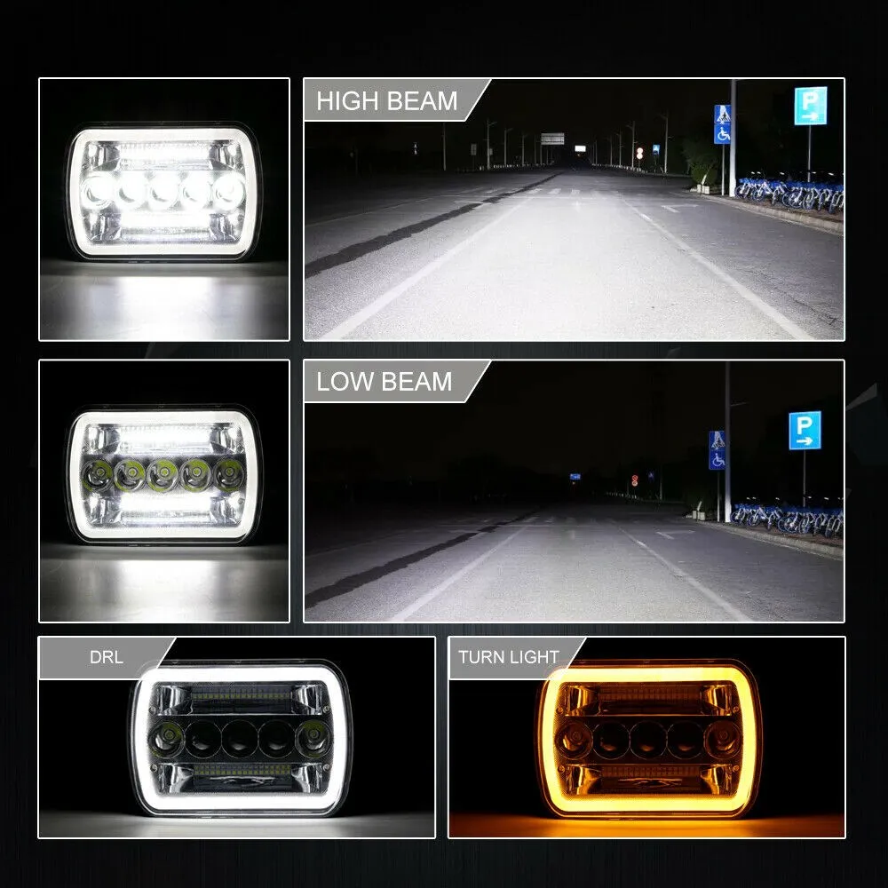 

Areyourshop 2PCS 7"X6" Csp Led Headlights Three Rows Reflectors 500W 50000Lm For Trucks