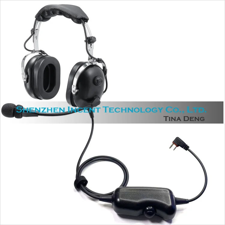 VOIONAIR Black Headset Passive Noise Reduction Ground Support Headset For ICOM IC-A25N Radio IN-1000-I6
