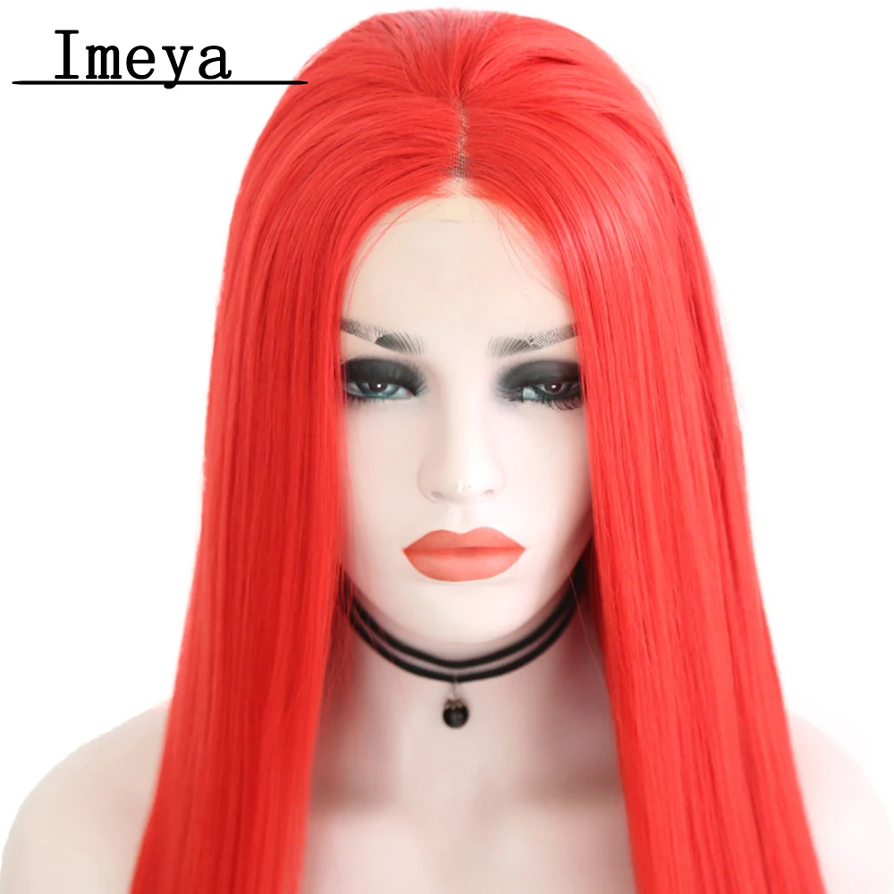 Длинные шелковистые прямые волосы Imeya синтетические кружевные передние парики
