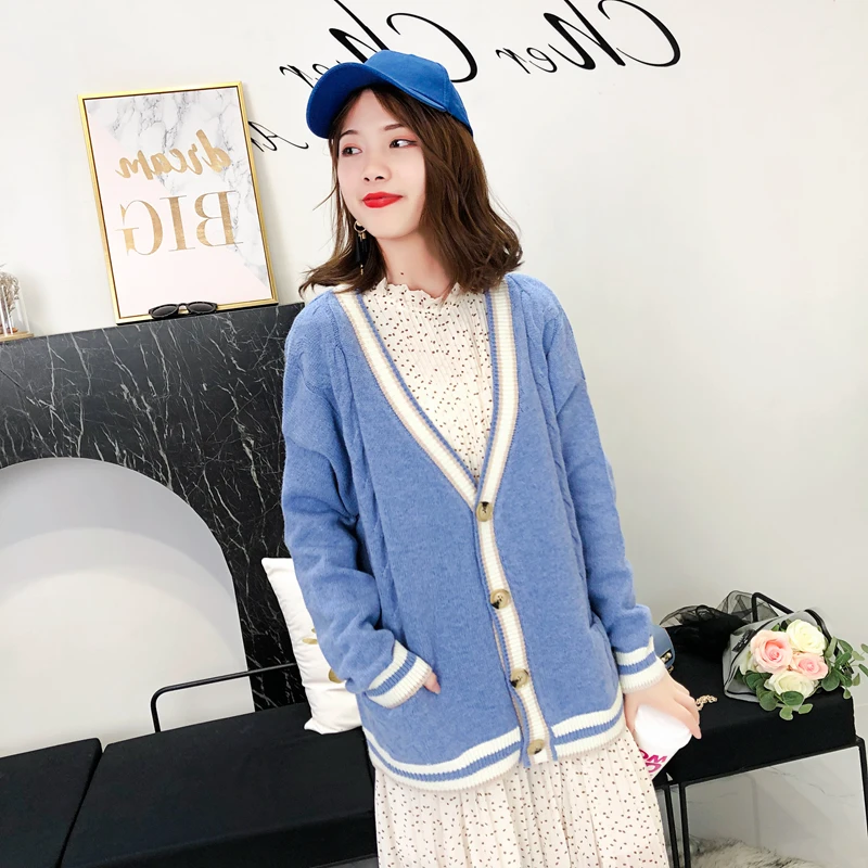 Женский свитер кардиган 2019 осень и зима новые студенческие свободные снаружи