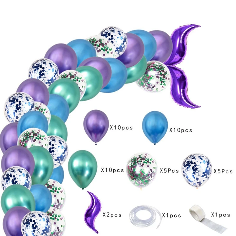

44PCS Mermaid Tail Balloon Arch Set Baby Shower Kids Happy Birthday Party Decor