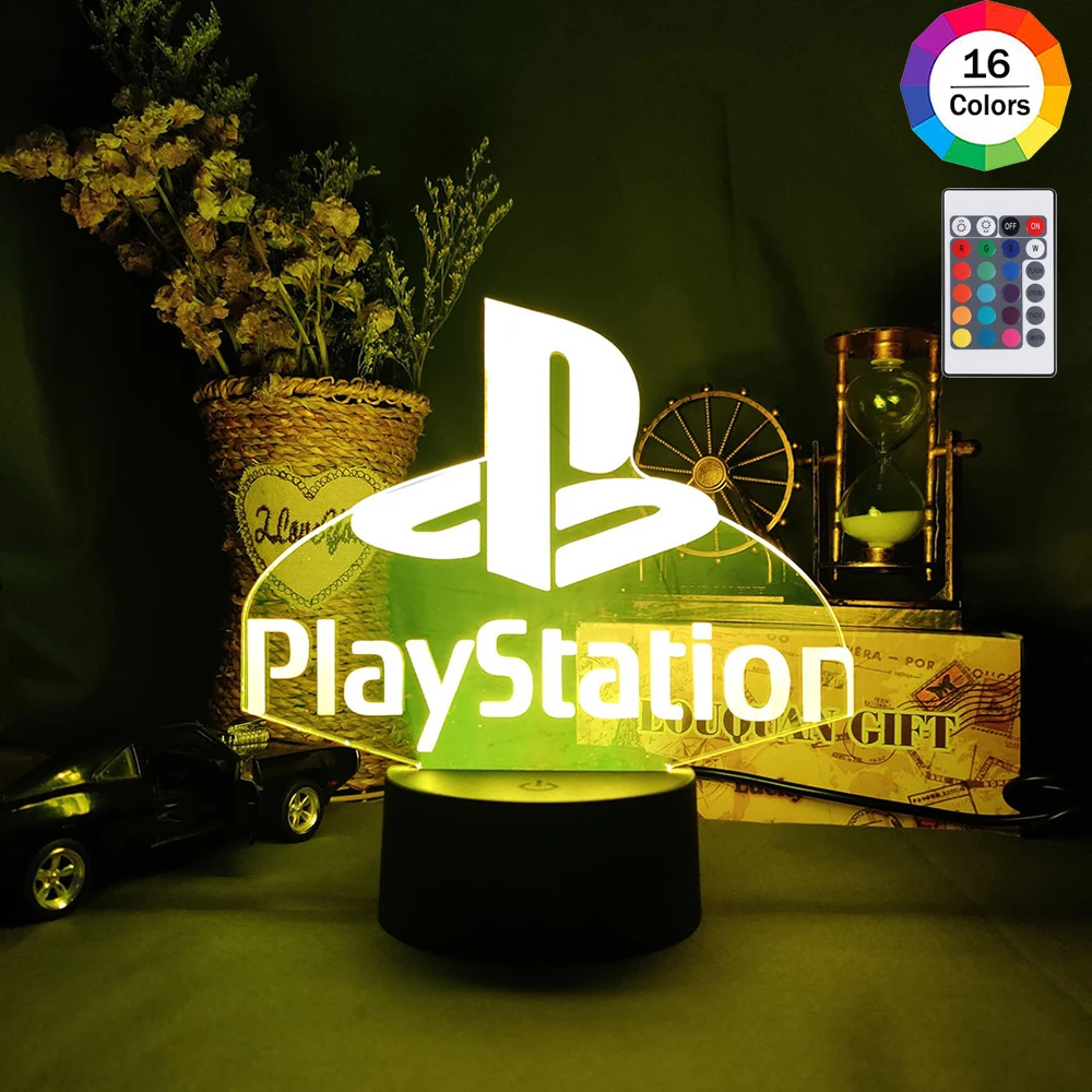 Фото Цветная игровая Иконка, лампа для PS4, управление звуком, неоновая вывеска с питанием от USB, питание от батареи, ed Bar Club КТВ настенные украшения №5