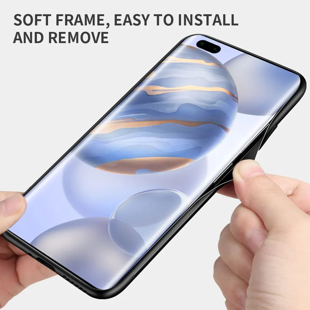 

Tempered Glass Phone Case for Huawei Honor for 8X 9X Pro 10 20 Lite Fundas for 30 X10 Max Cover Coque sparkling with light Shell
