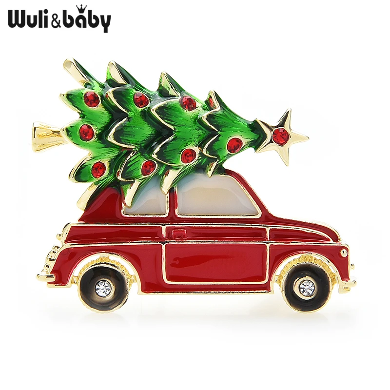 Фото Женская эмалированная брошь Wuli & baby модная в виде автомобиля подарок на Новый