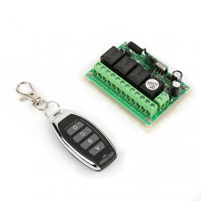 

Car Light Switch Barrier Switch Car Tail Switch Metal Four-button Remote Control 433MHZ 12V4Road Wireless Remote Control Switch